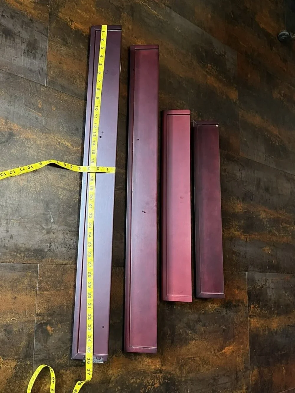 Set of Burnes of Boston Mahogany Wood Ledge Wall Display Shelves 2 Large/2 Small